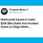 Motorcyclist Injured in Crash, $20k Bike Stolen from Accident Scene on Diego Martin Highway
