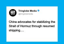 China Urges Resumption of Shipping Through the Strait of Hormuz