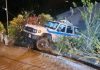 Police van crashed off roadway at Upper Blanchisseuse