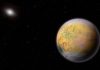 A new study suggests that a tiny, icy world beyond Pluto harbors a thin,