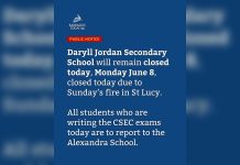 Daryll Jordan Secondary School Closed Following Sunday Fire Incident