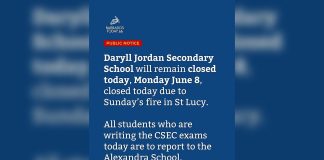Daryll Jordan Secondary School Closed Following Sunday Fire Incident