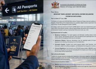 Trinidad Nationals Must Use New Digital Customs System for South Africa Travel