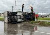 Overturned Truck Causes Disruption on Churchill-Roosevelt Highway Amid Wet Weather