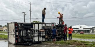 Overturned Truck Causes Disruption on Churchill-Roosevelt Highway Amid Wet Weather