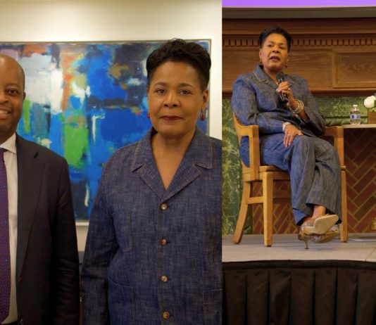 Paula-Mae Weekes discusses leadership at Howard University event.