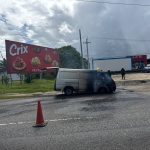 L300 Vehicle Fire Causes Major Traffic Delays Near Rex Kar on Uriah Butler Highway