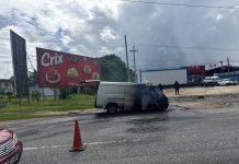 L300 Vehicle Fire Causes Major Traffic Delays Near Rex Kar on Uriah Butler Highway