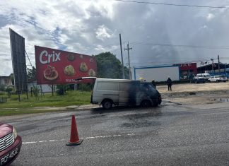 L300 Vehicle Fire Causes Major Traffic Delays Near Rex Kar on Uriah Butler Highway