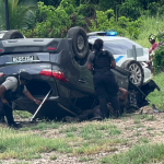 Dramatic Police Chase Ends with Vehicle Flipping on Beetham Highway