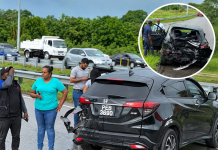Black SUV Crashes Off Sir Solomon Hochoy Highway in Gasparillo, Traffic Delays Expected