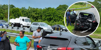 Black SUV Crashes Off Sir Solomon Hochoy Highway in Gasparillo, Traffic Delays Expected