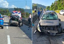 Heavy Vehicle Collision on Diego Martin Highway Near KFC Leaves Wreckage and Ambulance on Scene