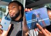 Husband describes sudden cracking noise while opening new foldable phone.