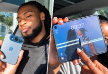 Husband describes sudden cracking noise while opening new foldable phone.