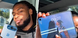 Husband describes sudden cracking noise while opening new foldable phone.