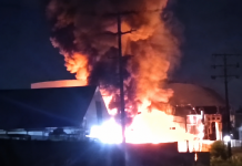 Facebook Video Reports Fire At TSTT Cable Storage Compound In Laventille