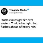 Heavy Thunderstorm Approaches Eastern Trinidad, Bringing Rain, Lightning and Gusty Winds