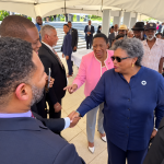 Mia Mottley Greets Opposition Members at Mighty Sparrow’s Funeral