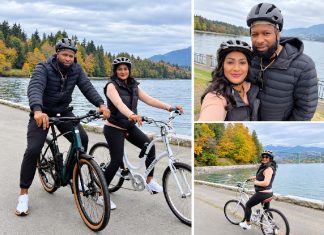 Kieron Pollard Enjoys Scenic Vancouver Bicycle Ride With Wife During Relaxing Canadian Getaway Together